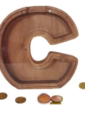 Letter “C” Wooden Coin Bank